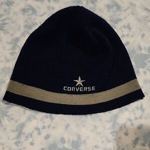 Converse Dark Blue Beanie with Gray Stripe